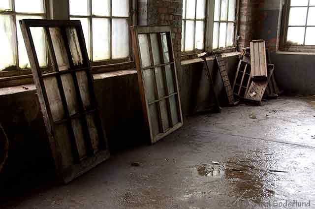 Old windows at the silk mill