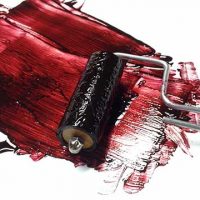 Brayer Loaded with Red Dye